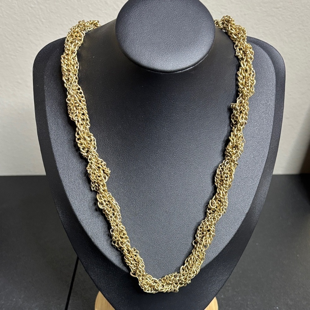 Twisted Gold Tone Chain Necklace